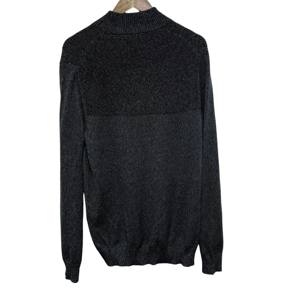 Club Room Sweater Mens L Gray Button Neck Cotton Knit Lightweight Pullover New